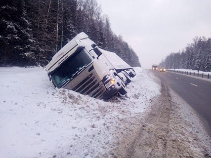 Эвакуация scania из кювета